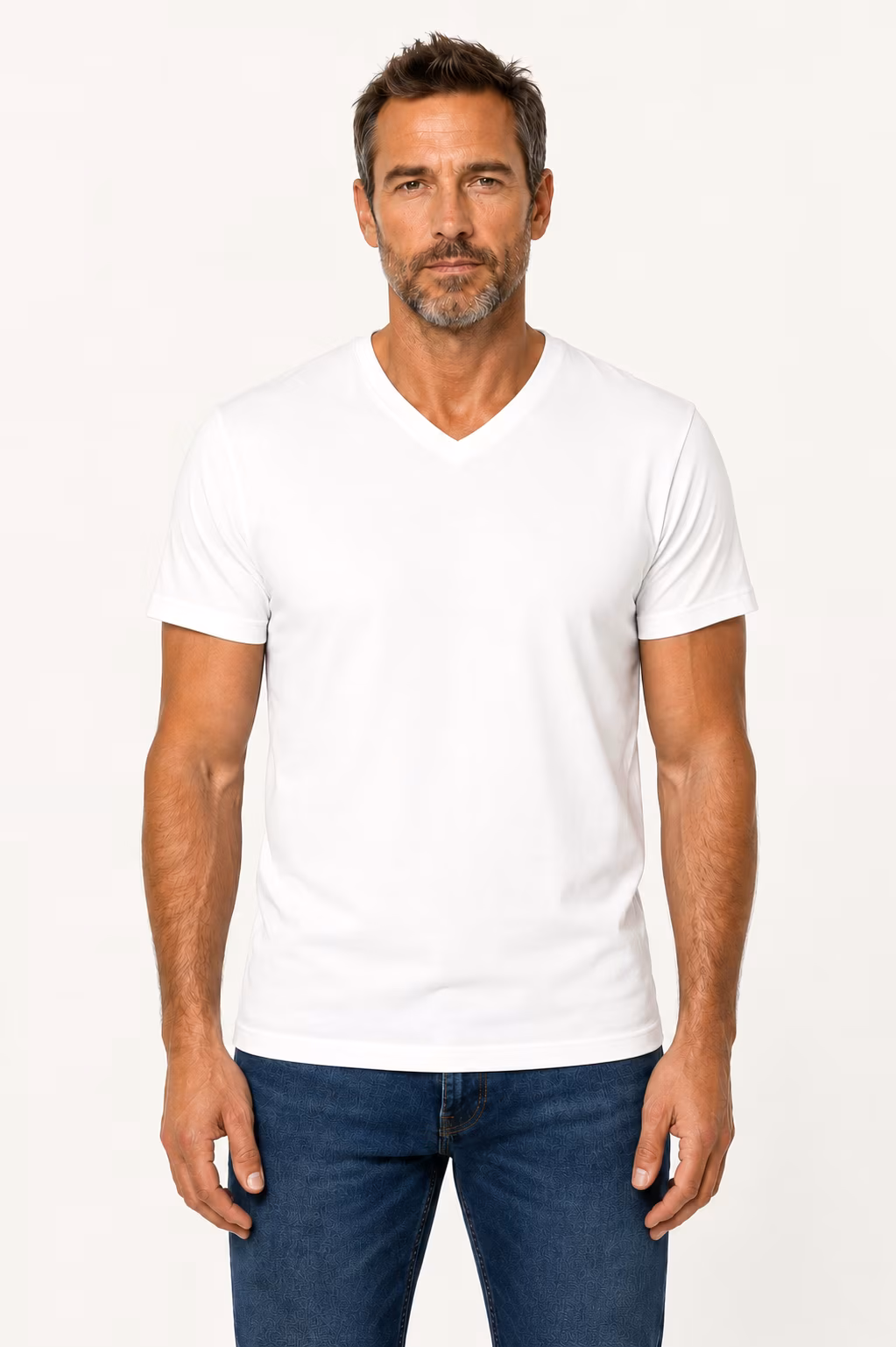 T-shirt Léger Col V — Porté face
